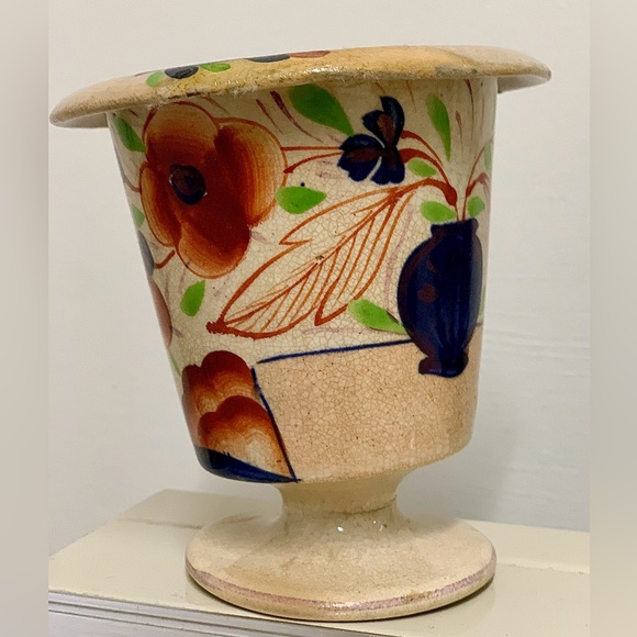 19th Century Antique Gaudy Welsh Pot de Fleurs II Pattern Pedestal Urn Rare - Picture 4 of 16